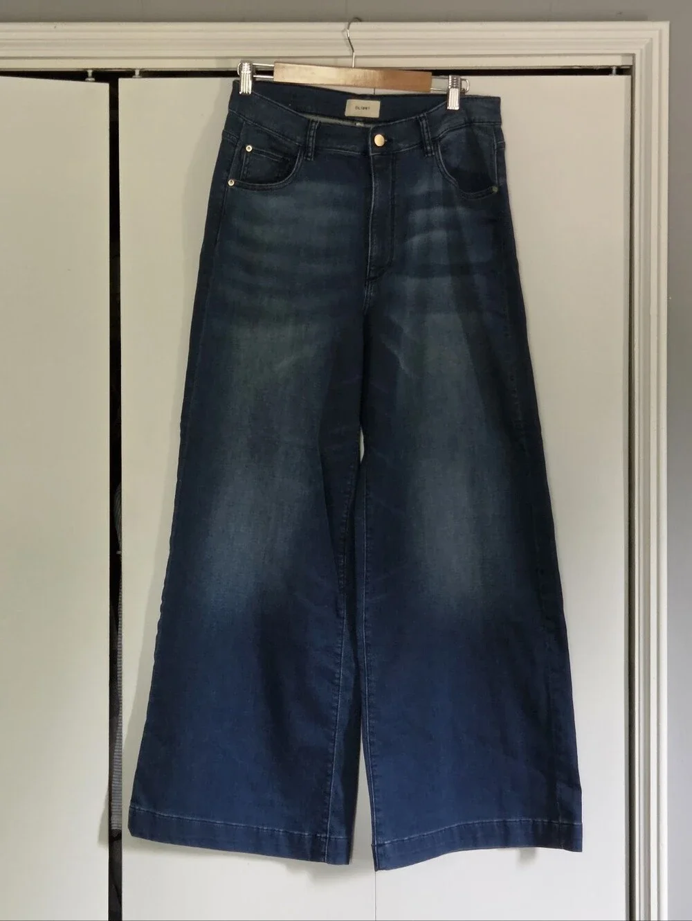 DL1961 Hepburn Dark Navy Wide-Leg Jeans